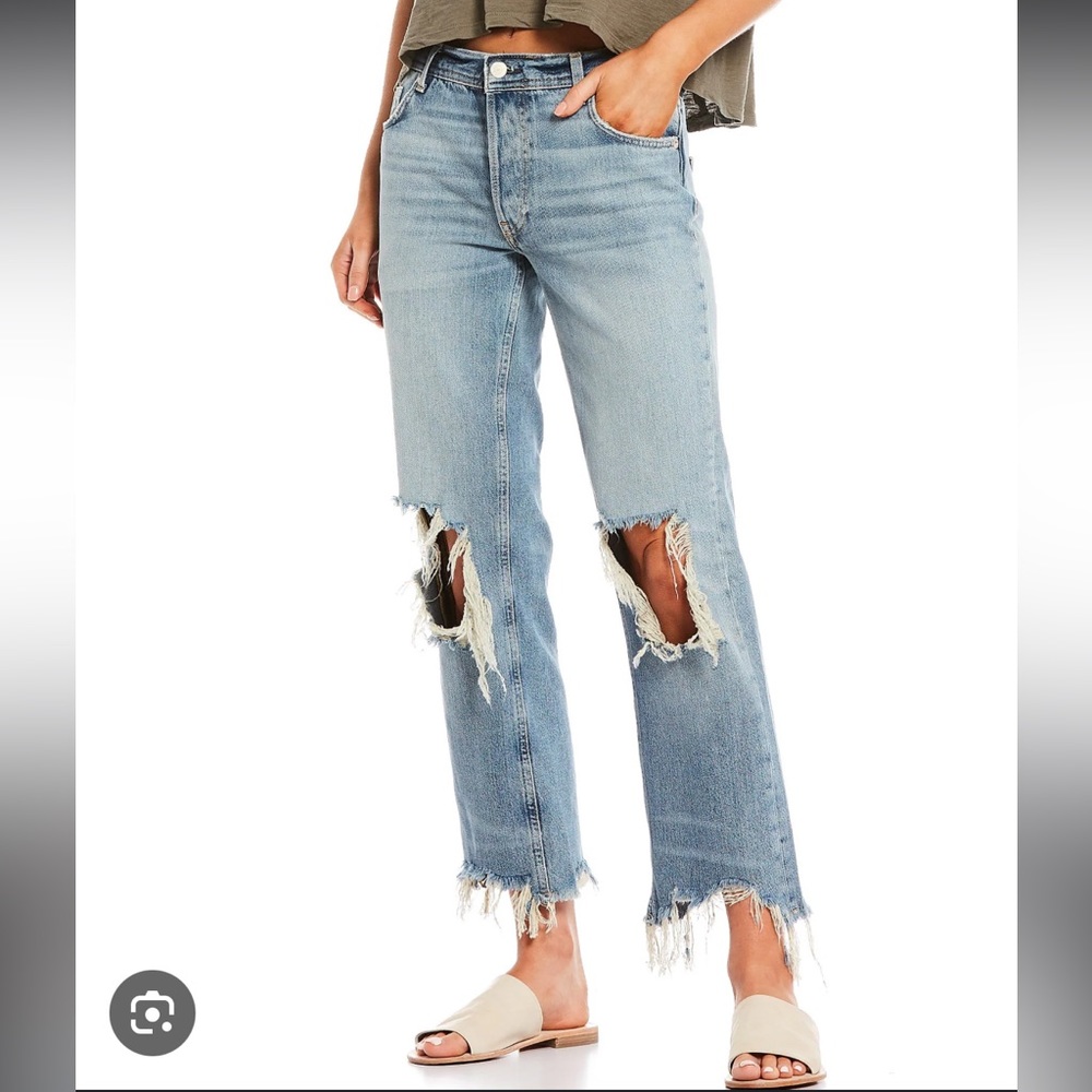Free people ripped blue jeans